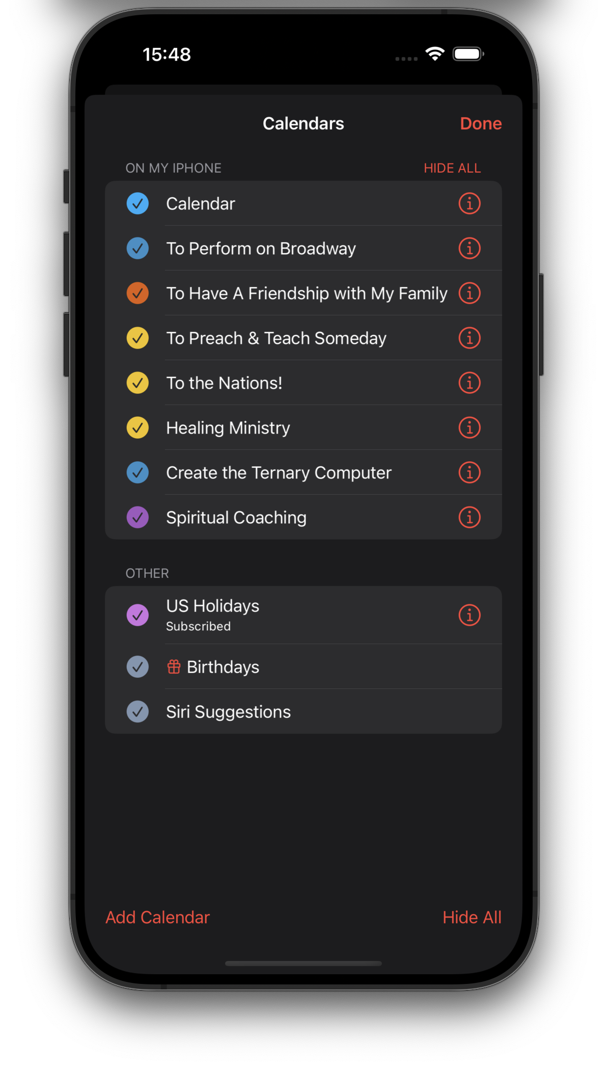 Image of Action Life Management running on an iPhone 15 Pro Max