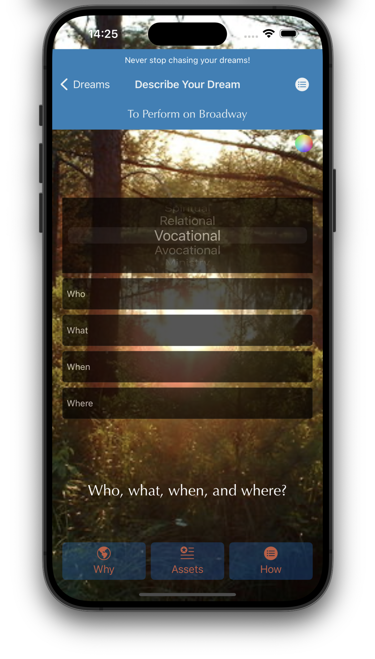 Image of Action Life Management running on an iPhone 15 Pro Max